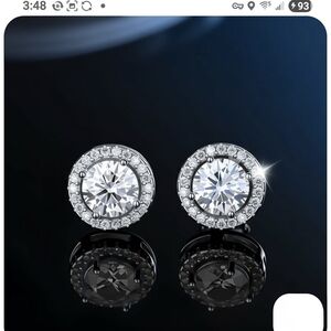 Sparkling Silver Halo Earrings